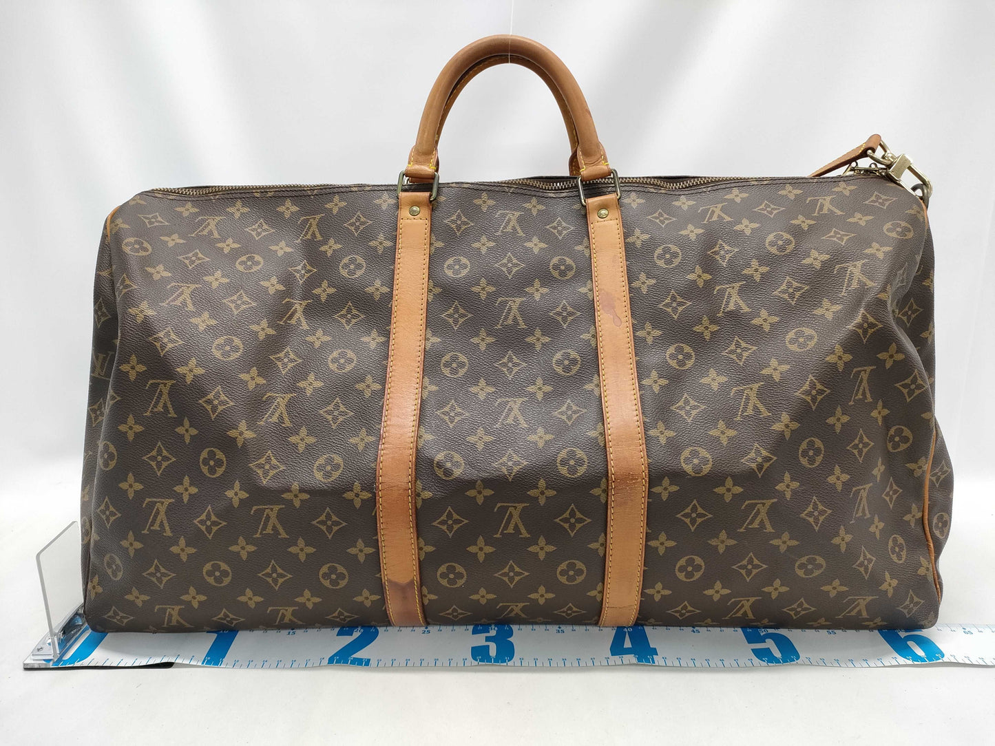 LOUIS VUITTON VI8911 Monogram M41412 Keepall Bandouliere 60 Sterling Silver Boston Bag with Padlock