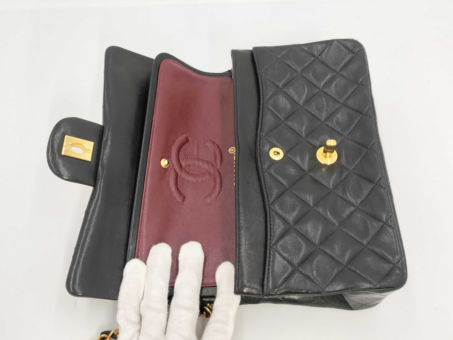 CHANEL Lambskin Matelasse 23 Double Flap Shoulder Bag