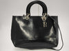 Dior Lady Dior Leather 2-Way Black Handbag with Deterioration, Surface Peeling, and Charm Missing