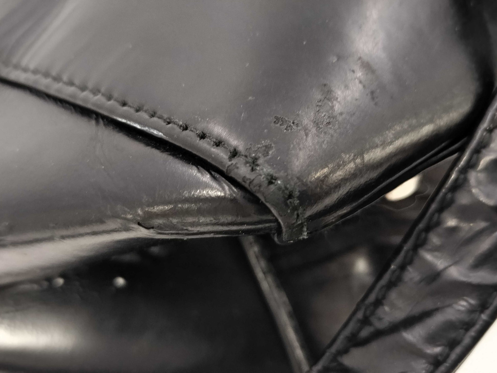 Dior Lady Dior Leather 2-Way Black Handbag with Deterioration, Surface Peeling, and Charm Missing
