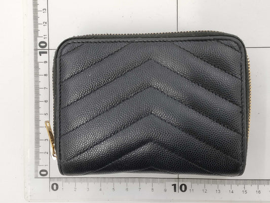 Yves Saint Laurent Bifold Wallet with Caviar, Gold Hardware, Logo, and a Tear