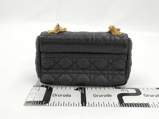 Dior Lady Dior Chain Shoulder Bag, Black, Caro Cannage, 20cm