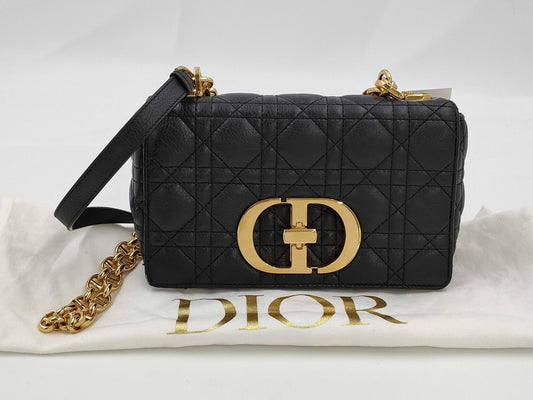 Dior Lady Dior Chain Shoulder Bag, Black, Caro Cannage, 20cm