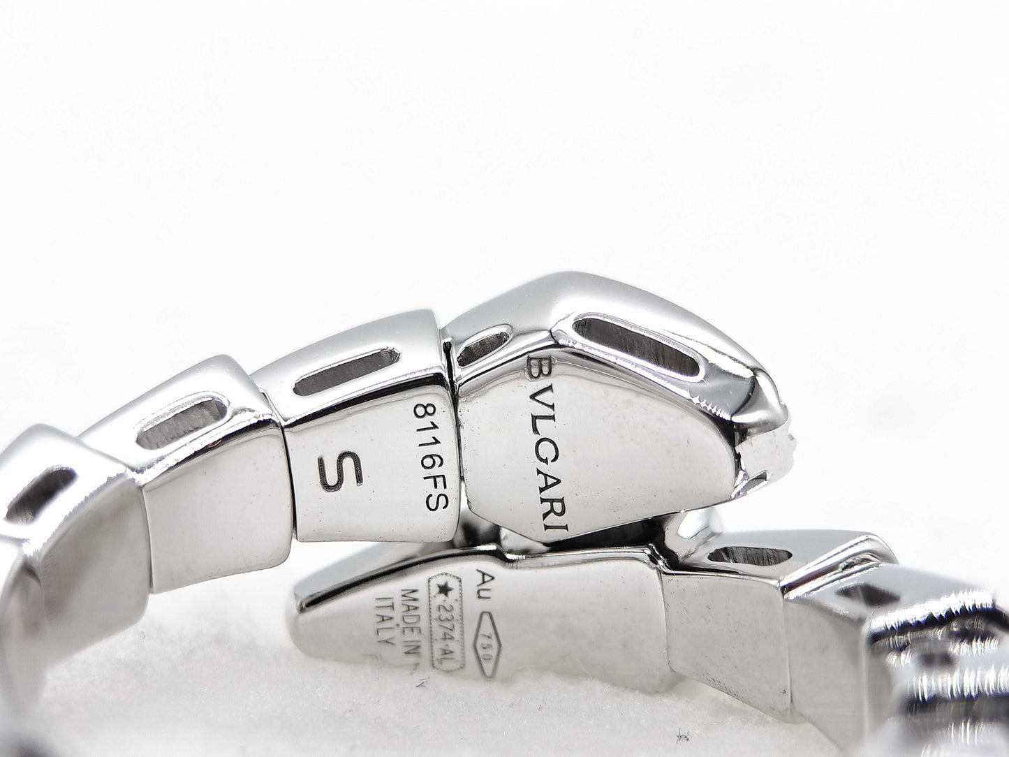 BVLGARI Serpenti Viper S Full Diamond WG Au750 5.8g Ring