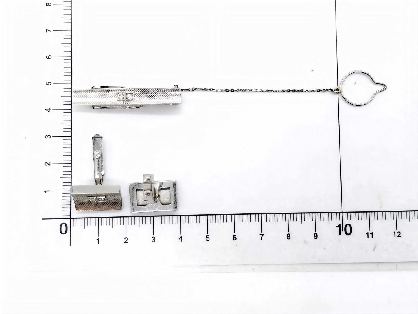 3-piece diamond PT900/PT850 23.1g Tie pin / cuff