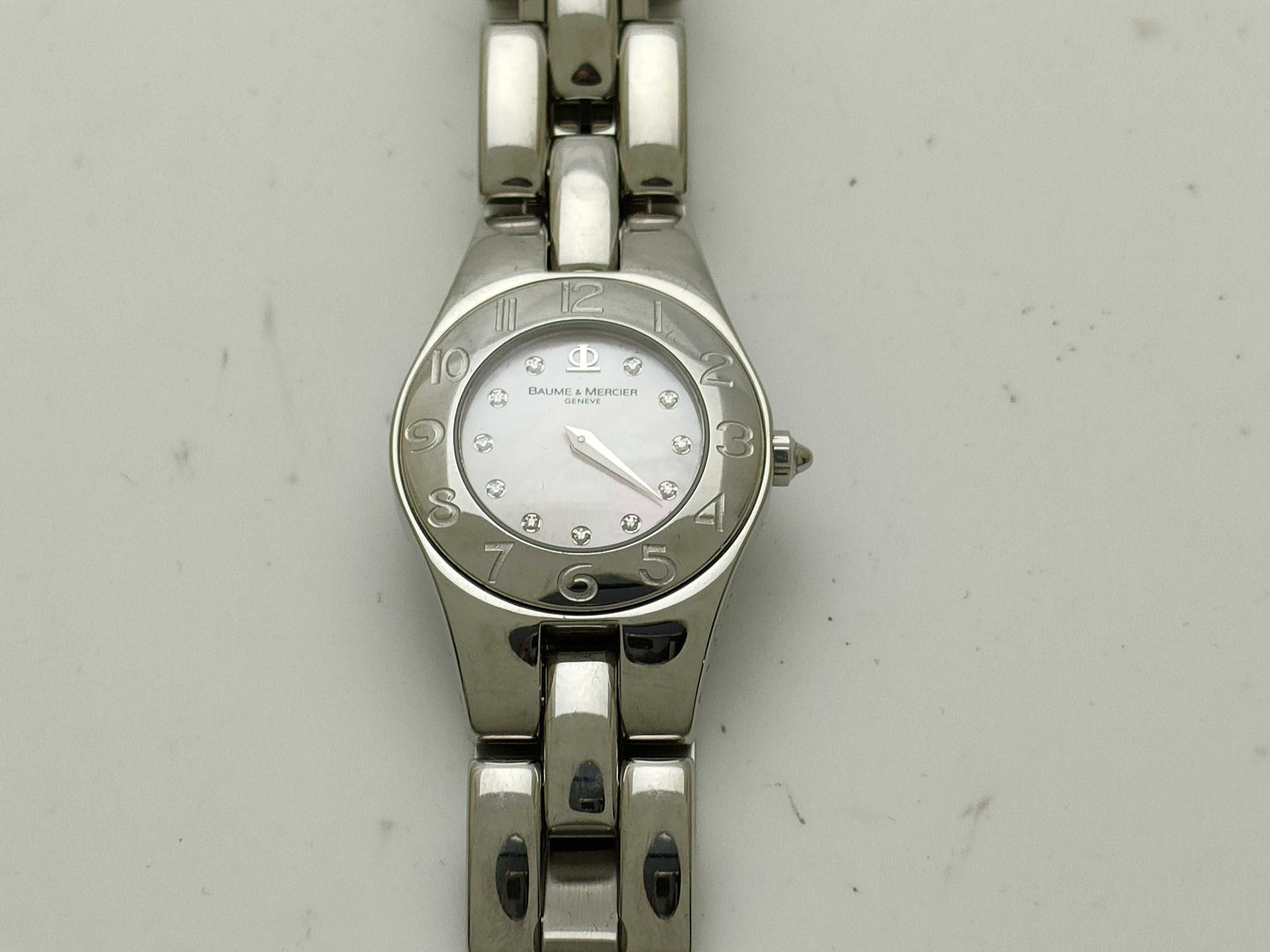 BAUME&MERCIER 65305/Pink Shell Dial/SS Women's Watch with Interchangeable Porcelain Strap