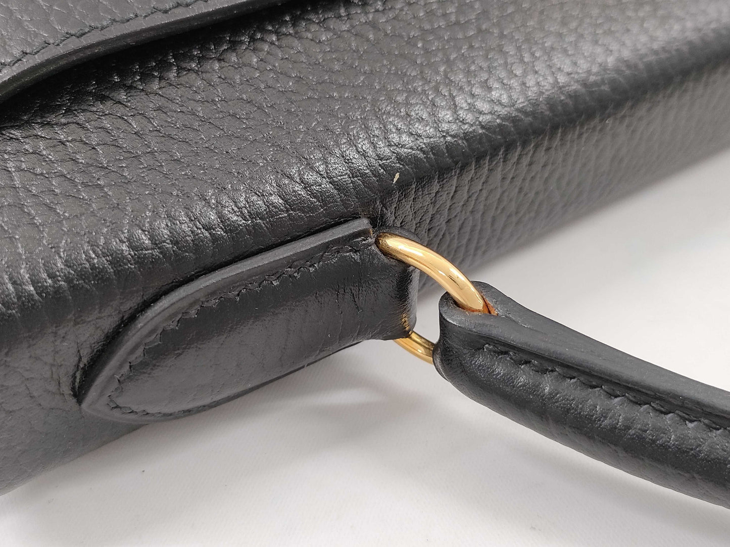 HERMES Kelly 32 Couchvel □A Black Handbag with ST