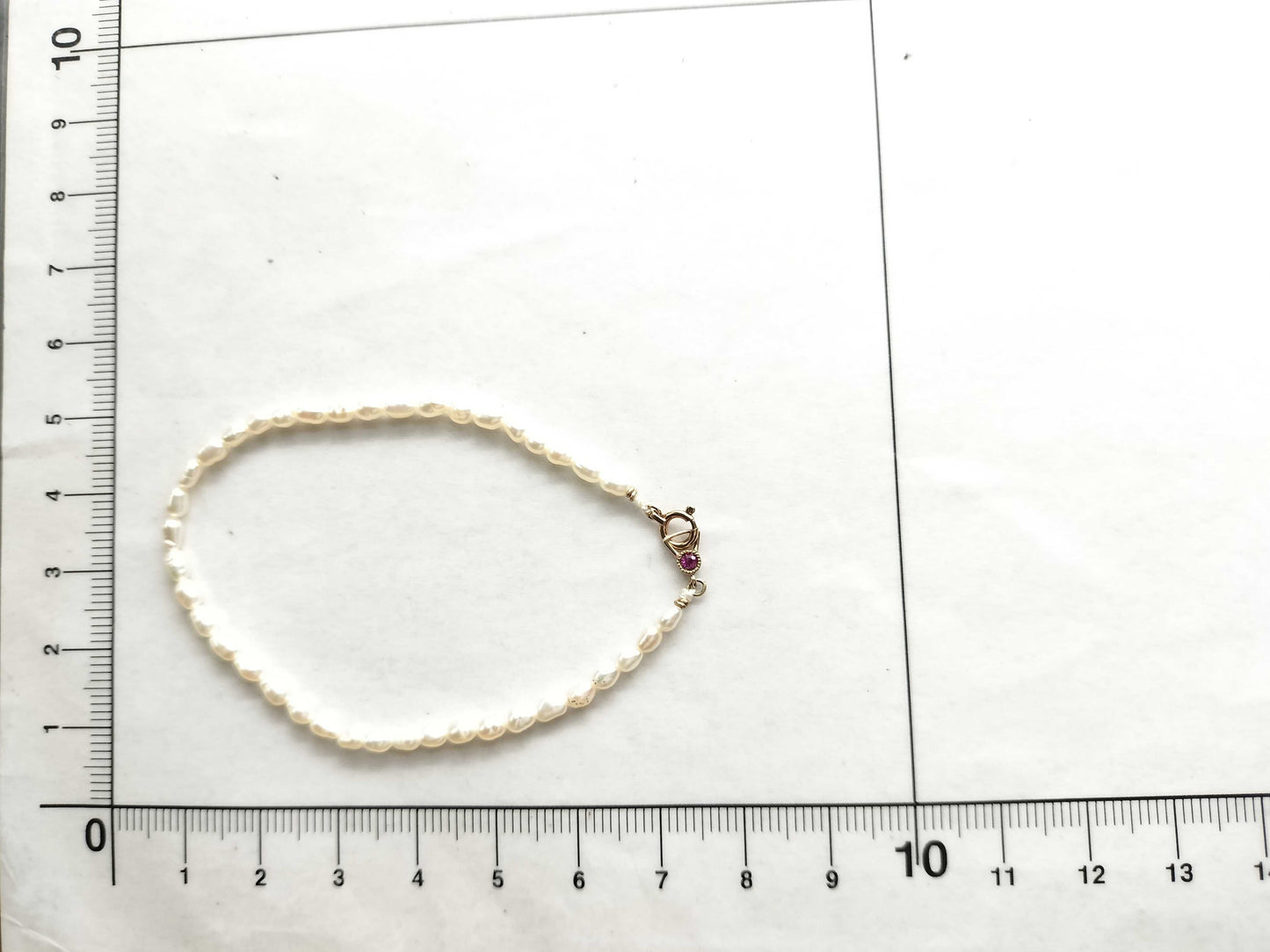 Ruby and Keshi Pearl, Diameter: Approx. 2.5mm, 1.9g, 10K Gold, Bracelet/Bangle
