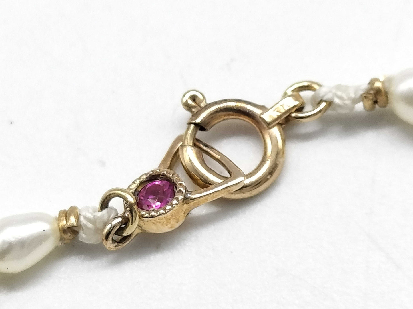 Ruby and Keshi Pearl, Diameter: Approx. 2.5mm, 1.9g, 10K Gold, Bracelet/Bangle