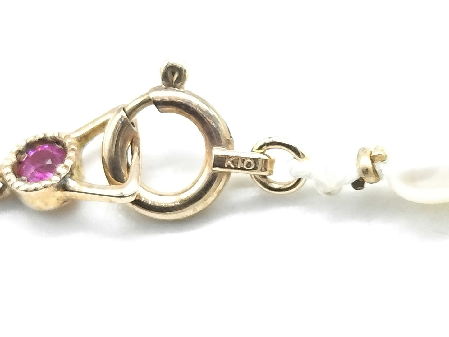 Ruby and Keshi Pearl, Diameter: Approx. 2.5mm, 1.9g, 10K Gold, Bracelet/Bangle