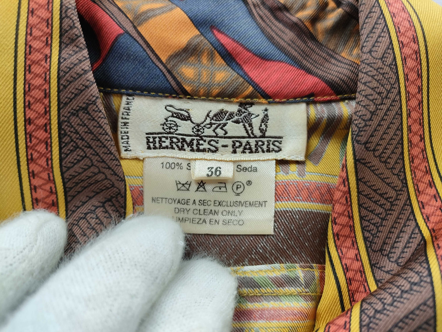 (10462_0075) HERMES Margiella CUIRS DU DESERT Silk Zip Jacket Top
