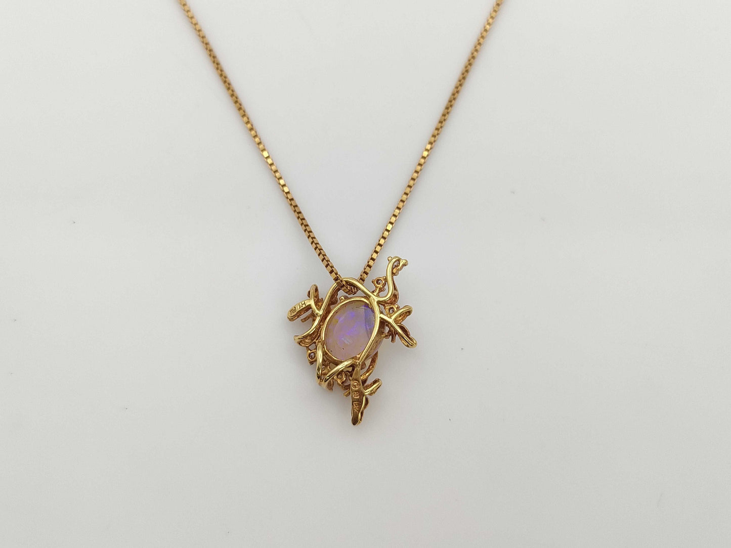 Opal and Diamond Necklace, 18K Gold, 5.9g