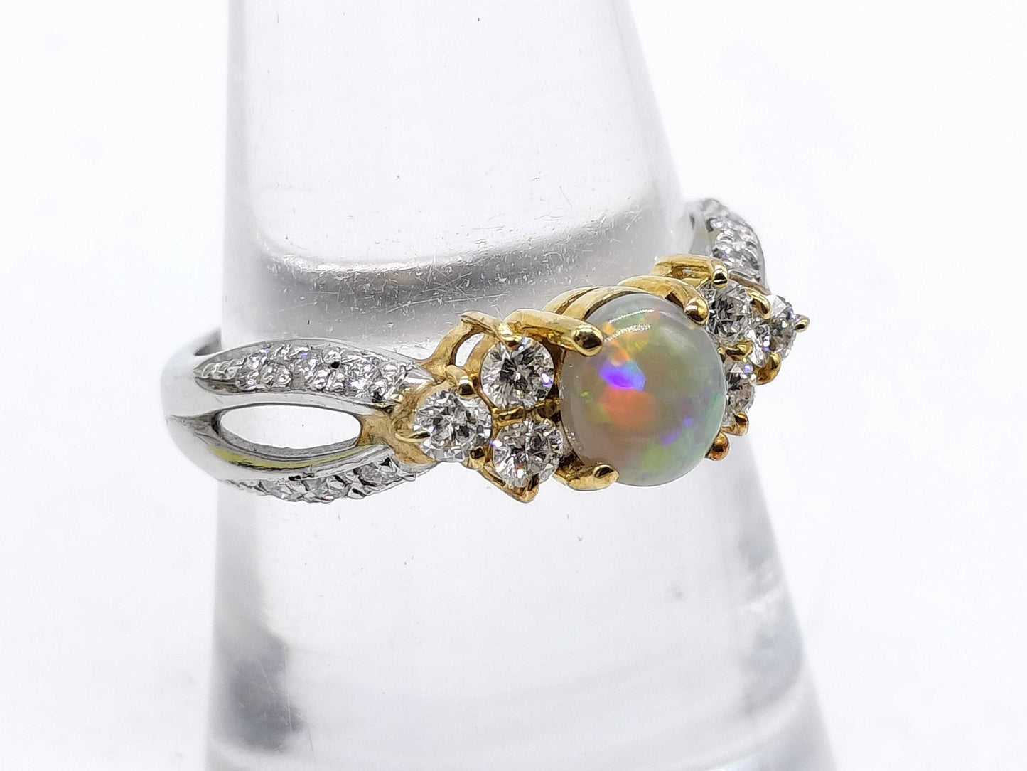 Opal D0.44ct PT900/K18 4.2g Ring