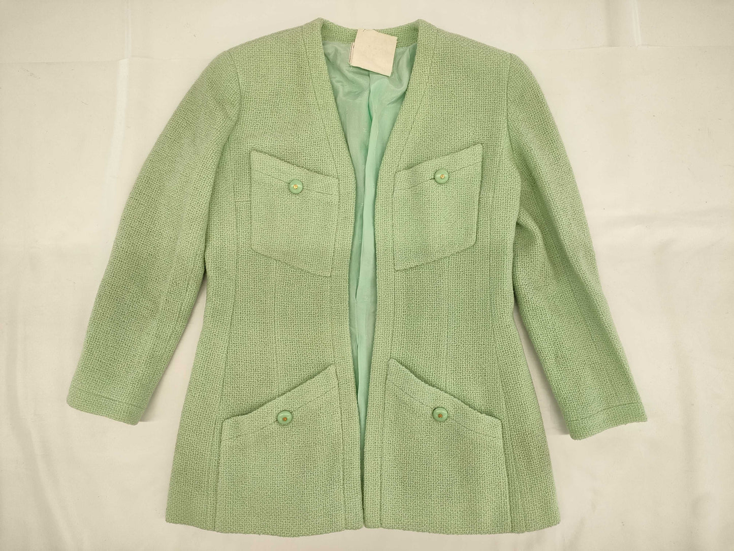 CHANEL Coco Mark Jacket, Light Green, Size 38