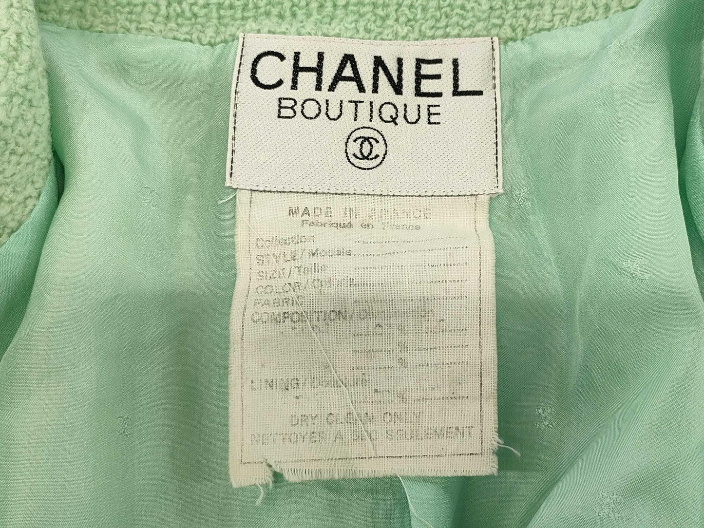 CHANEL Coco Mark Jacket, Light Green, Size 38