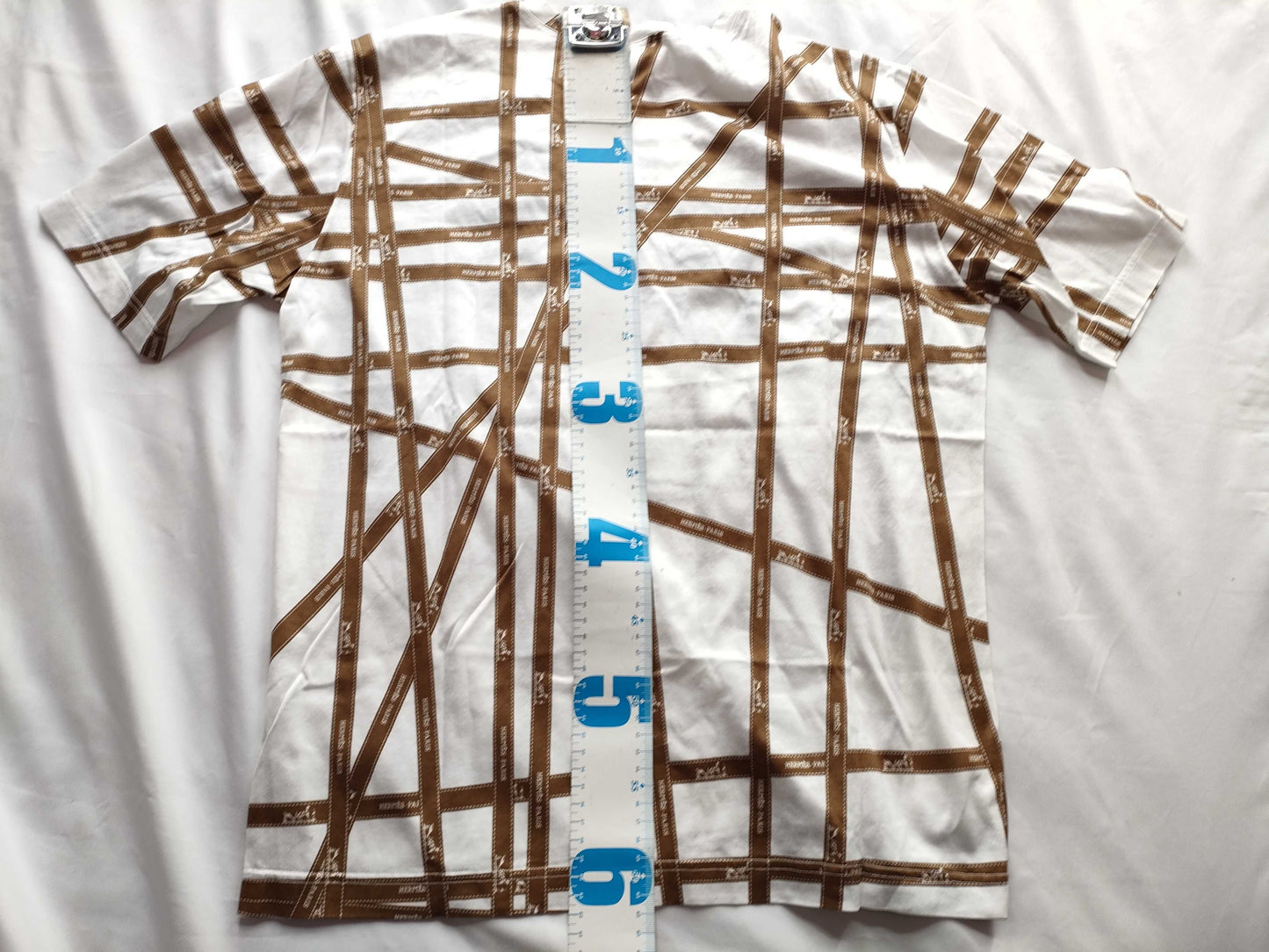 (10462_0074) HERMES Boldic Ribbon White/Brown T-Shirt