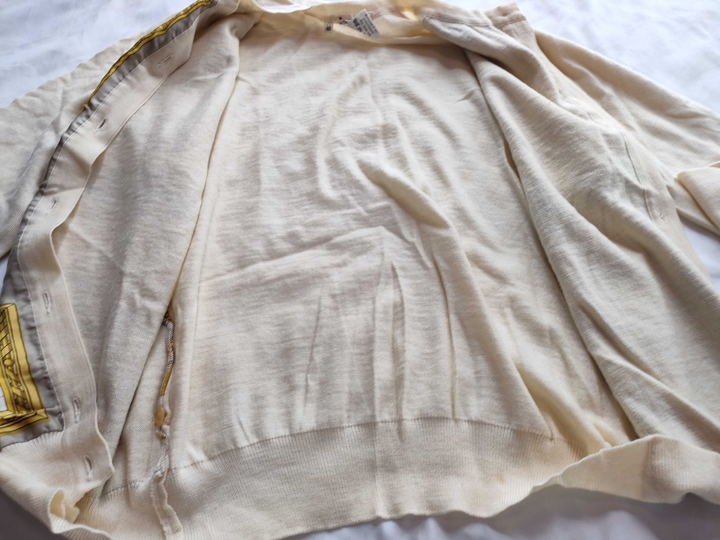 (10462_0094) HERMES Silk Cardigan Serie Centaur Equestrian Cardigan