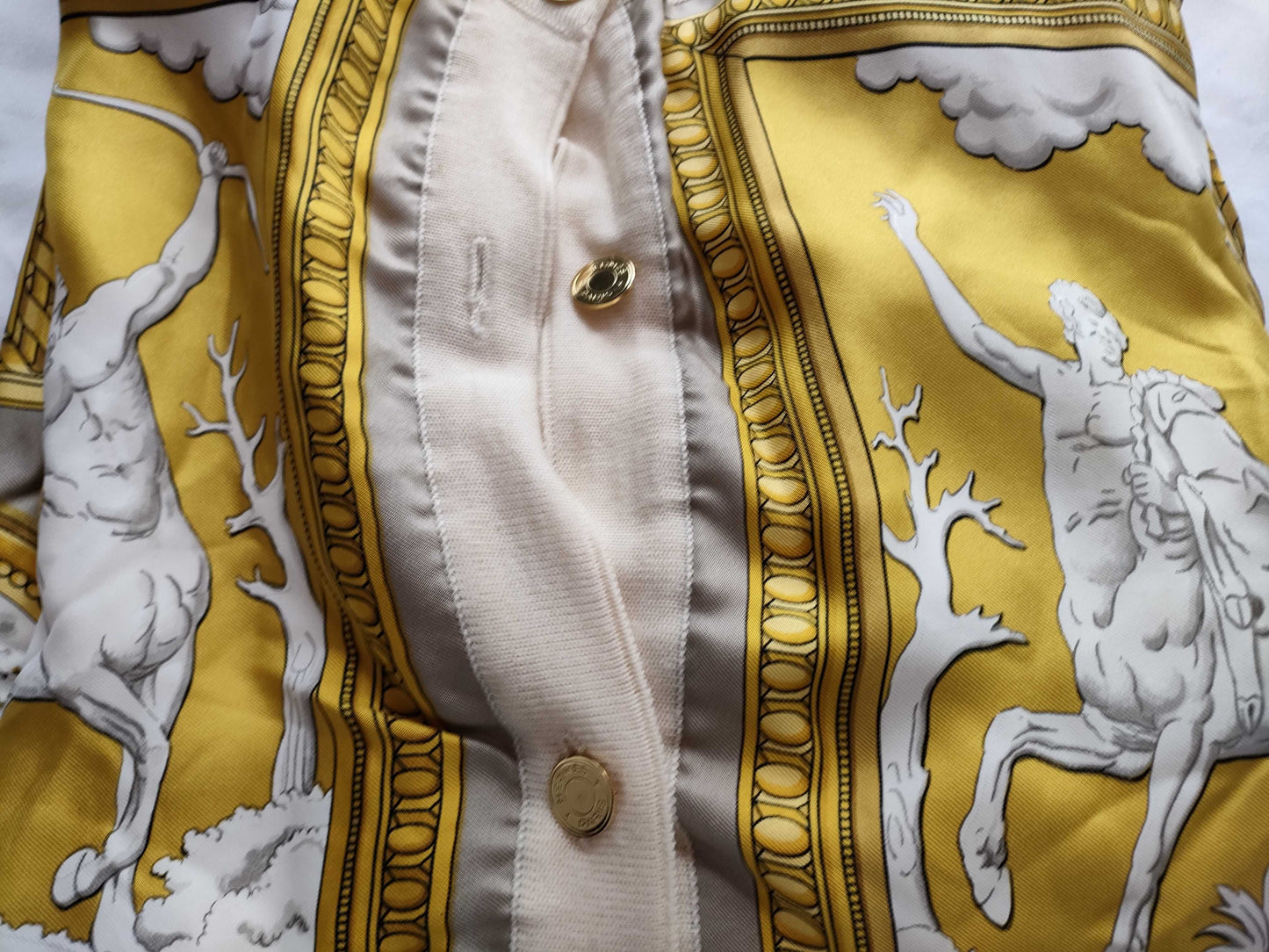 (10462_0094) HERMES Silk Cardigan Serie Centaur Equestrian Cardigan