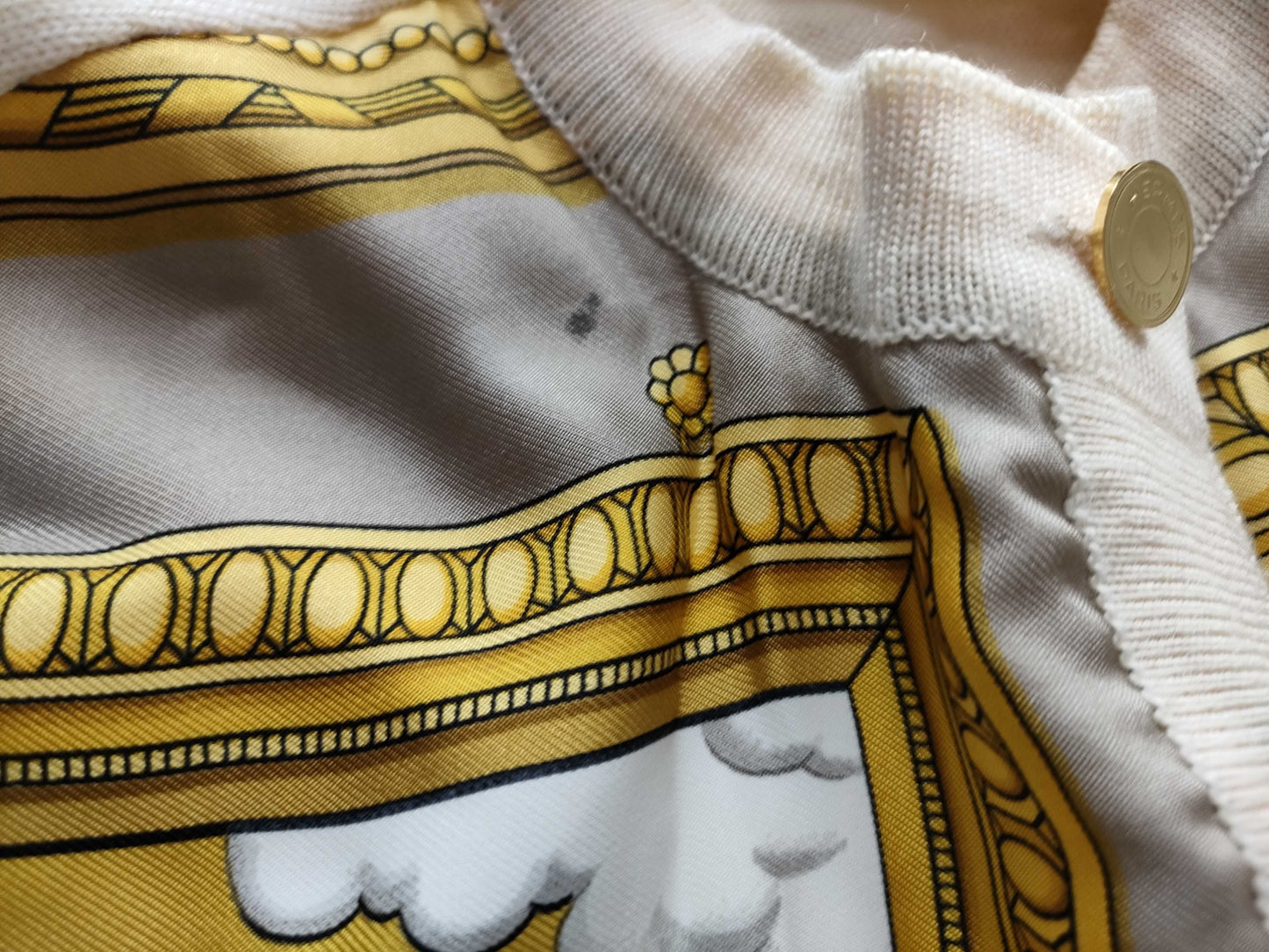 (10462_0094) HERMES Silk Cardigan Serie Centaur Equestrian Cardigan