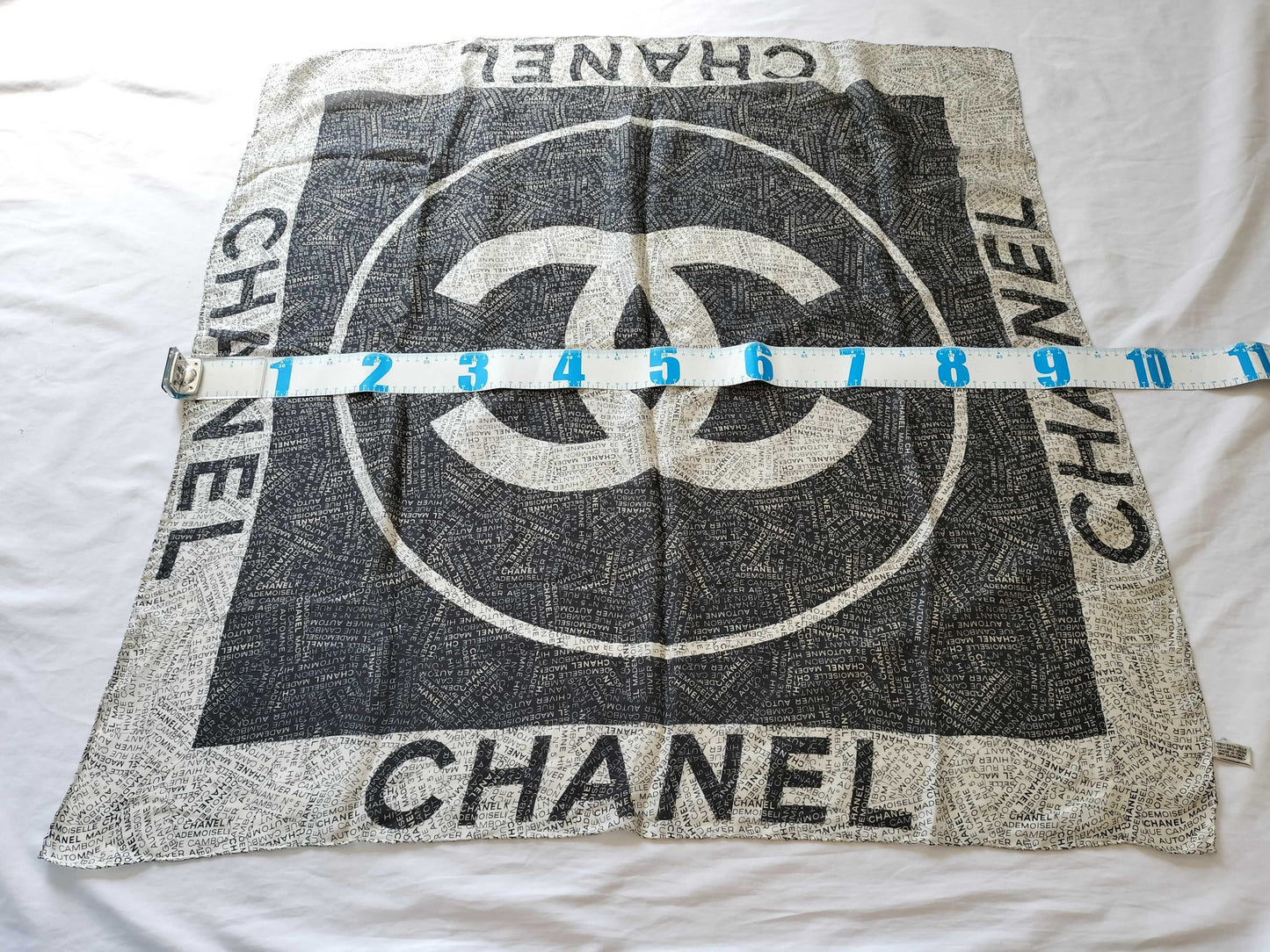 (10462_0142) CHANEL Cocomark Cocomark Logo Monochrome Scarf