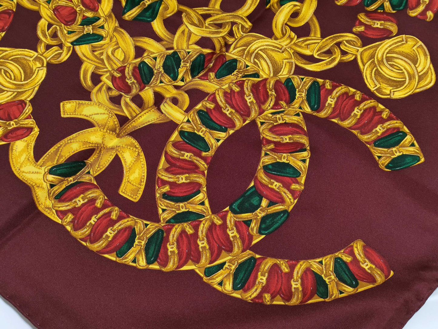 CHANEL Tagless Coco Jewelry Pattern Scarf*2