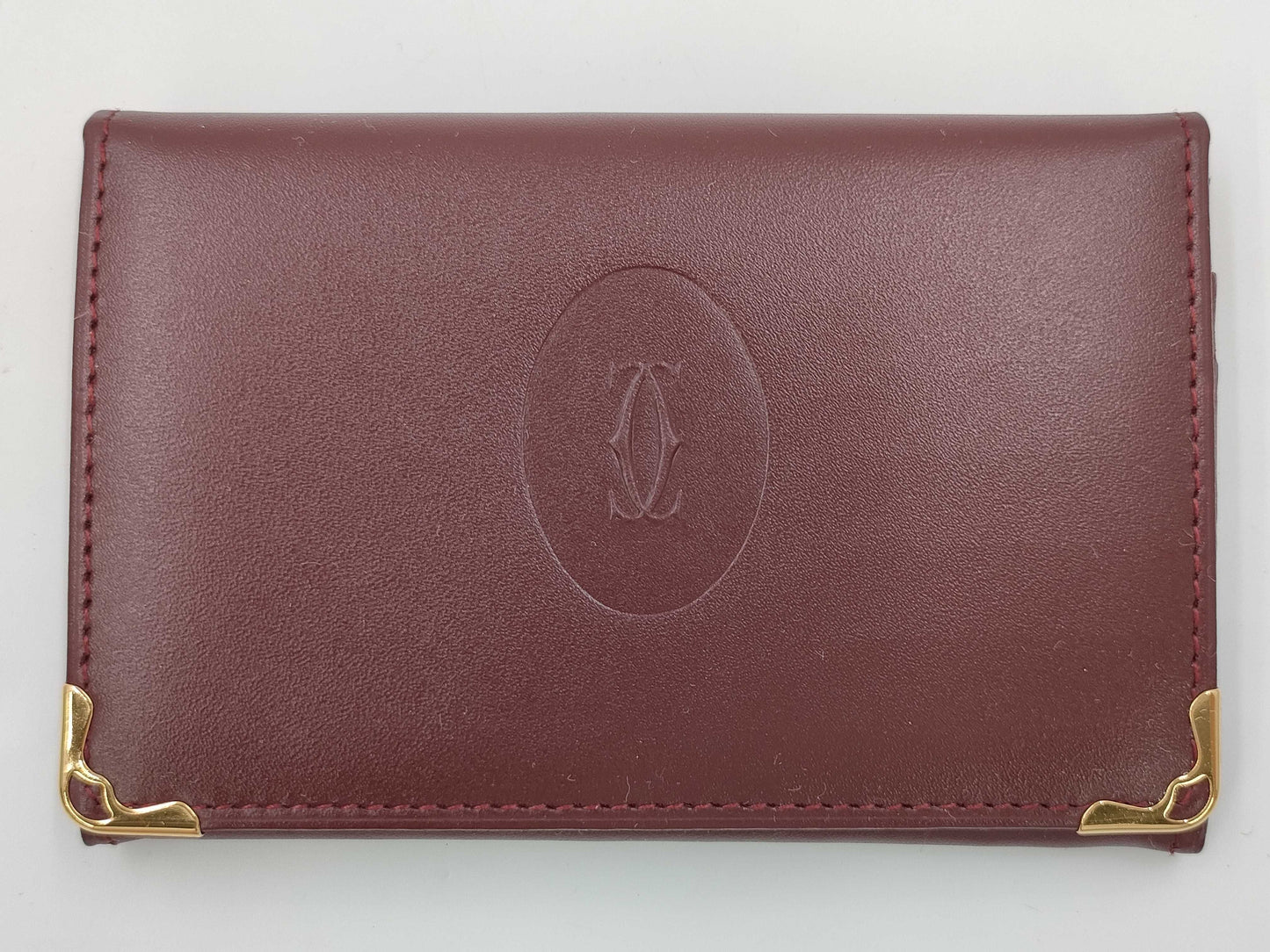 (10461_0055) Cartier Mast Mastline Card Case/Pass Case Bordeaux Unused Items with Box Card Case, Pass Case, Business Card Holder