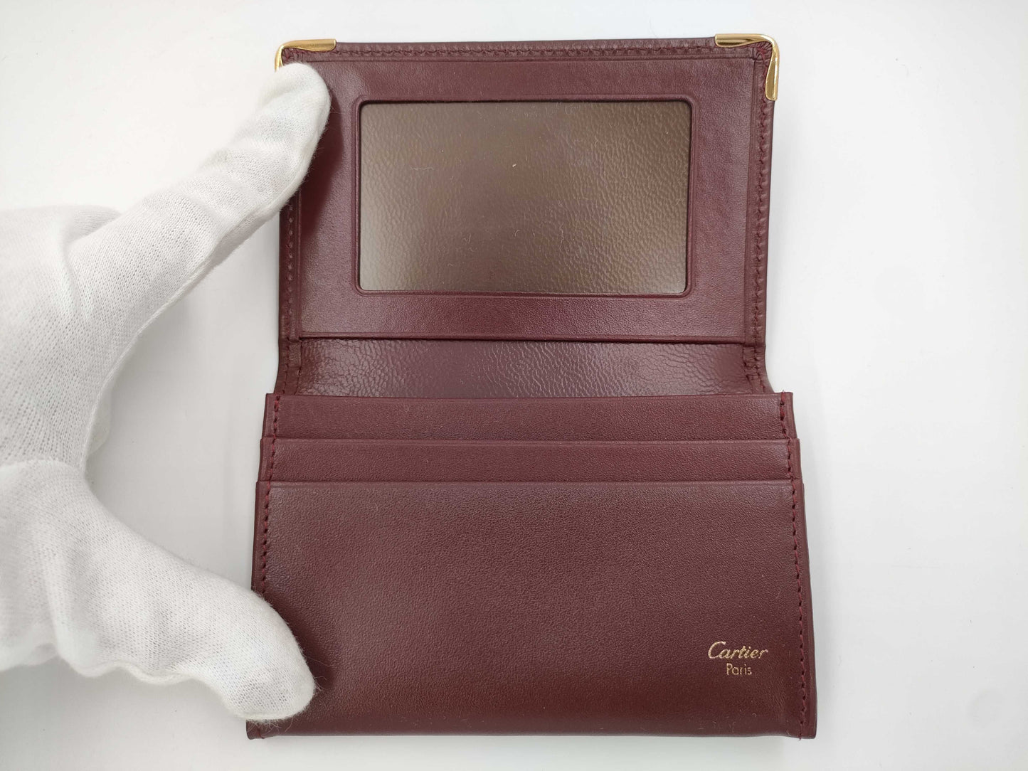 (10461_0055) Cartier Mast Mastline Card Case/Pass Case Bordeaux Unused Items with Box Card Case, Pass Case, Business Card Holder