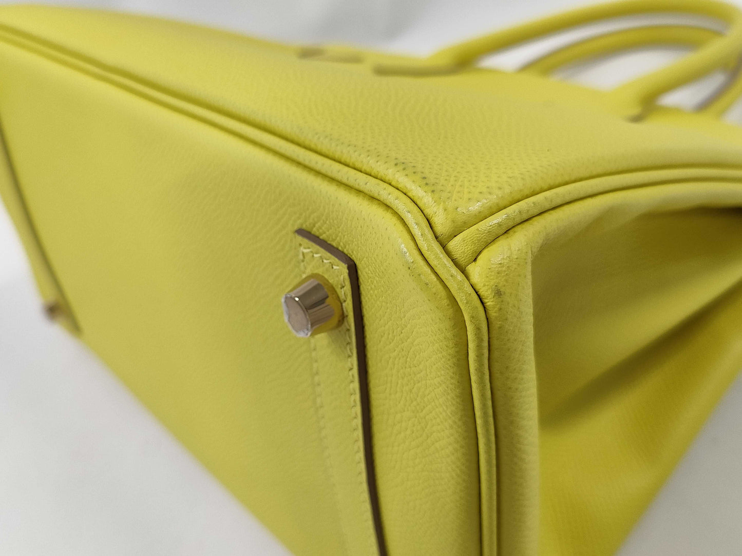 HERMES Birkin 30 D Stamp, Epsom Leather, Lime, GD Hardware, Handbag