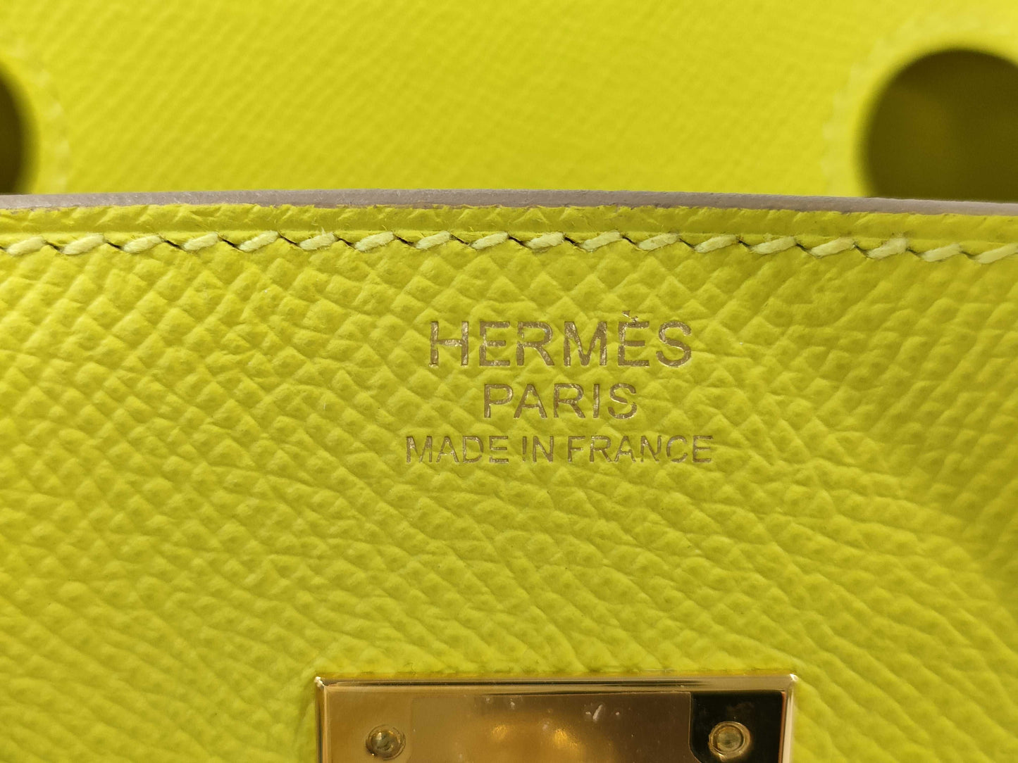HERMES Birkin 30 D Stamp, Epsom Leather, Lime, GD Hardware, Handbag