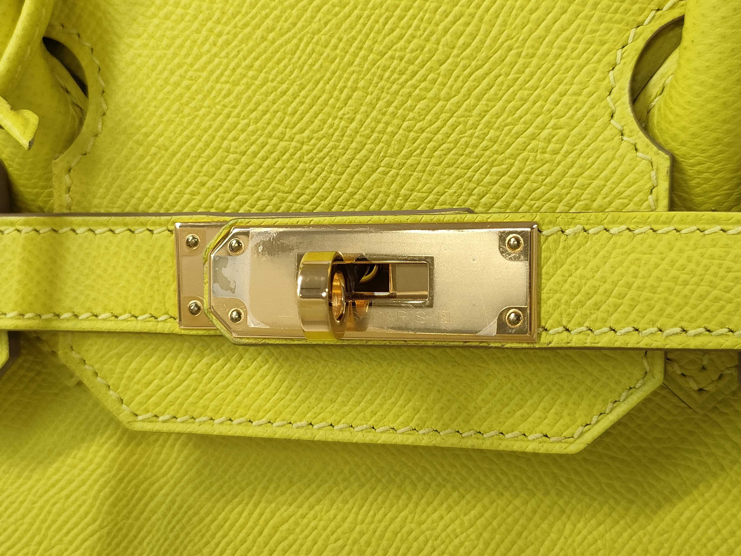 HERMES Birkin 30 D Stamp, Epsom Leather, Lime, GD Hardware, Handbag