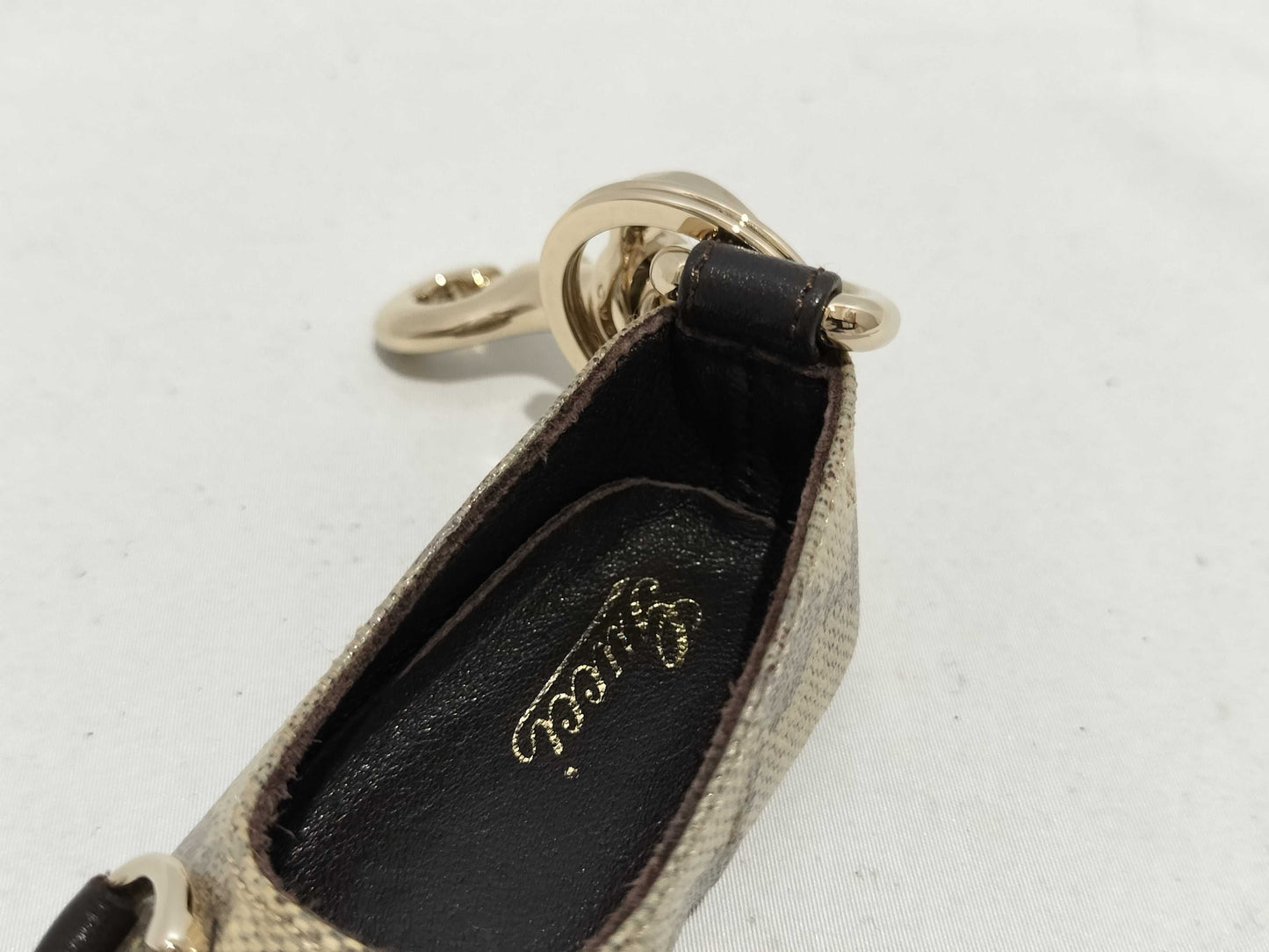 (10461_0014) GUCCI GG Horsebit Leather Shoe Motif Keychain Charm