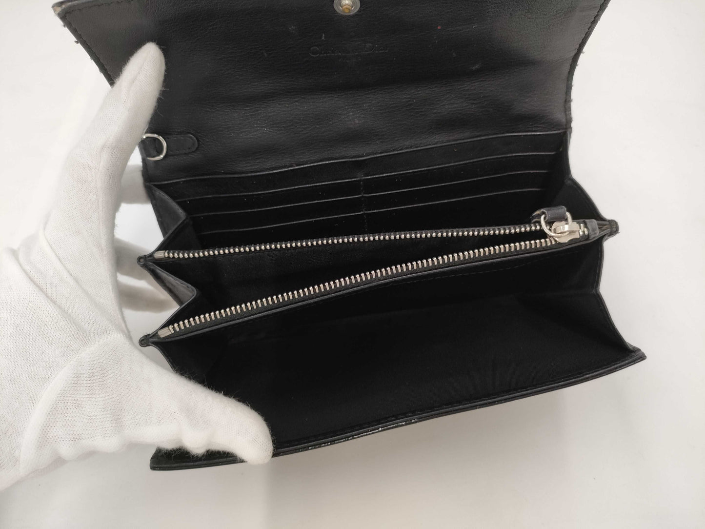 (10461_0351) Dior Cannage Enamel Long Wallet Wallet