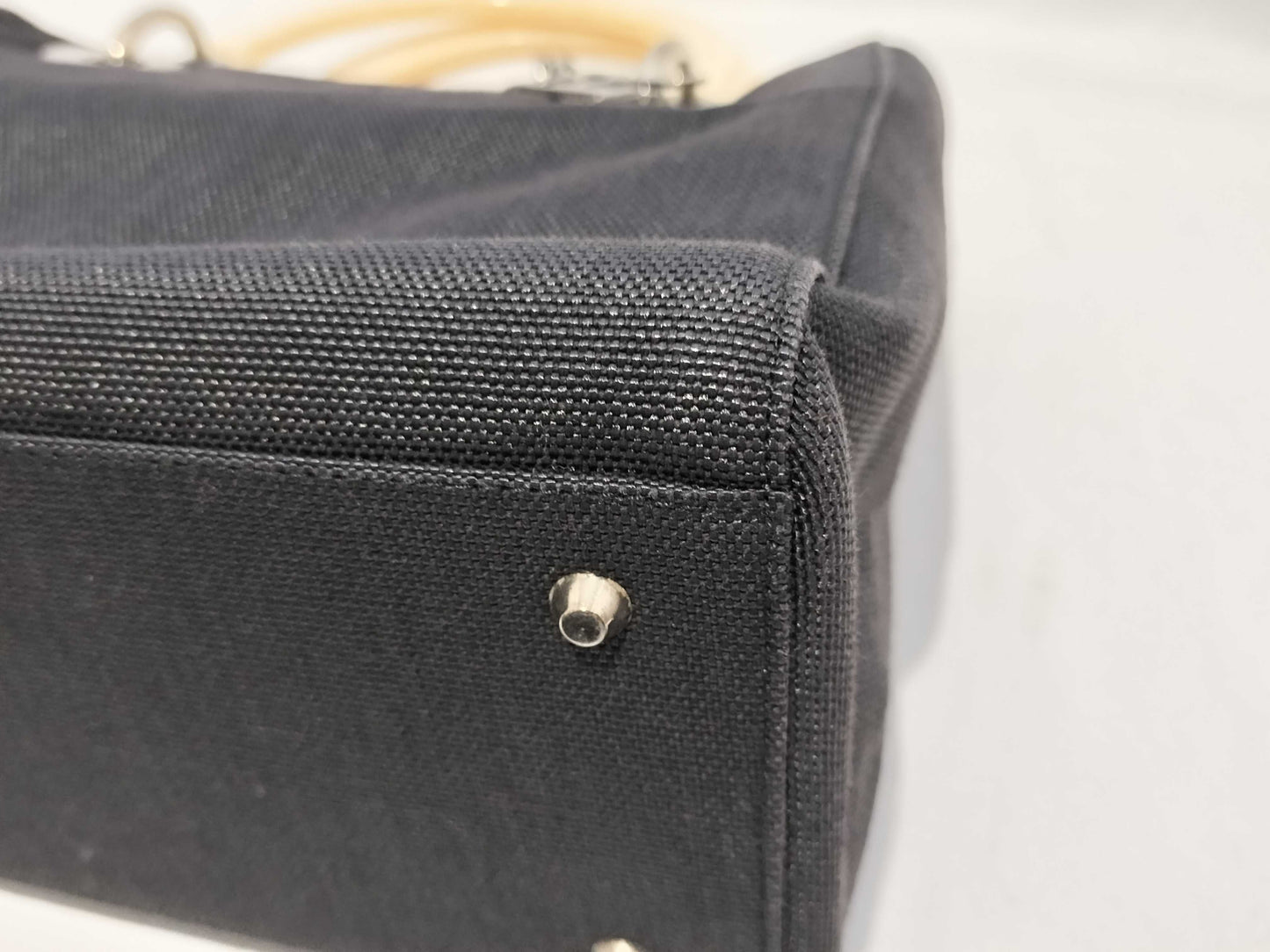(10460_0333) Dior Lady Dior Plastic Handle ST Wool Bag