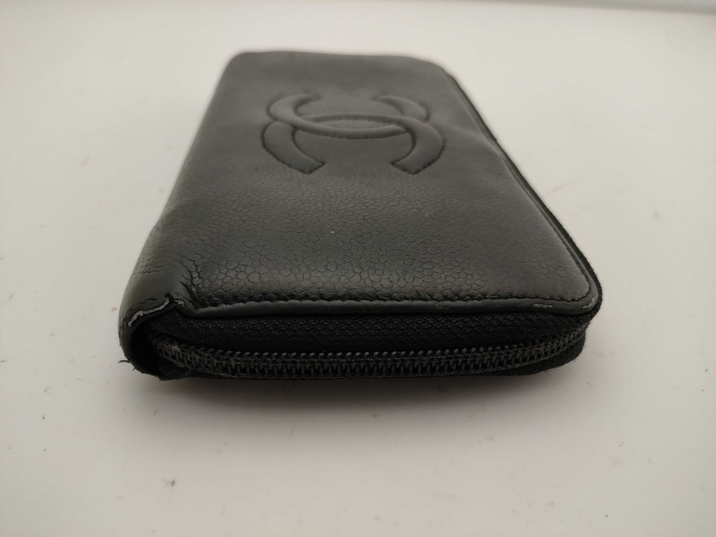 CHANEL Caviar Leather Round Zip Wallet with Coco Mark, No Seal