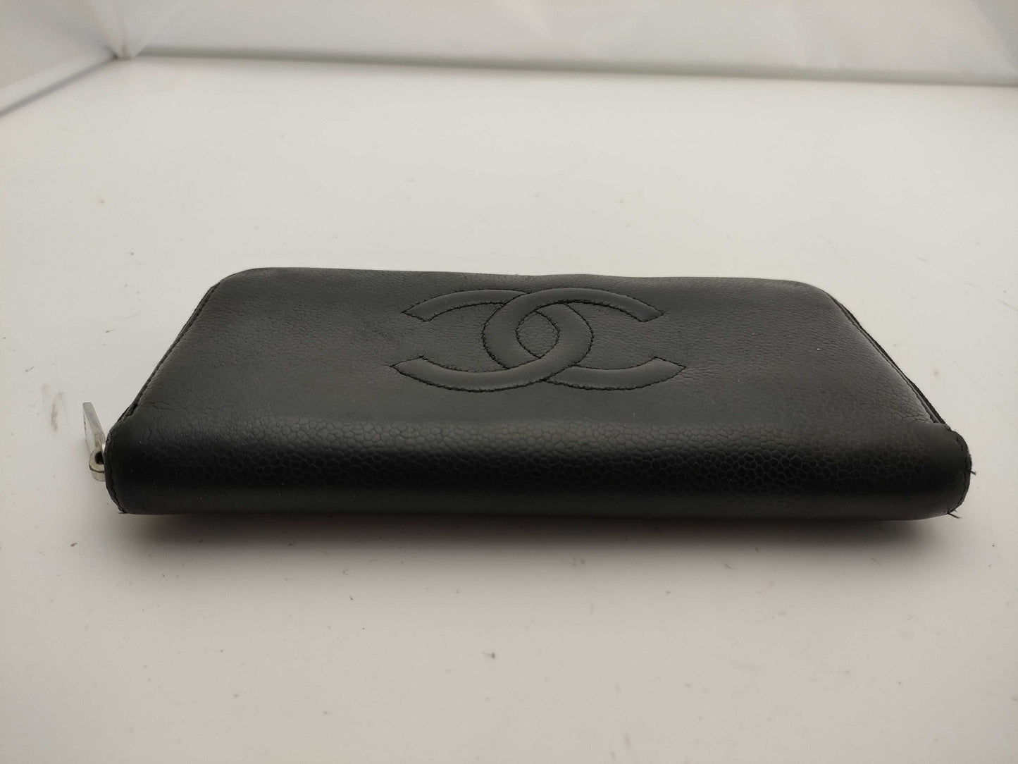 CHANEL Caviar Leather Round Zip Wallet with Coco Mark, No Seal