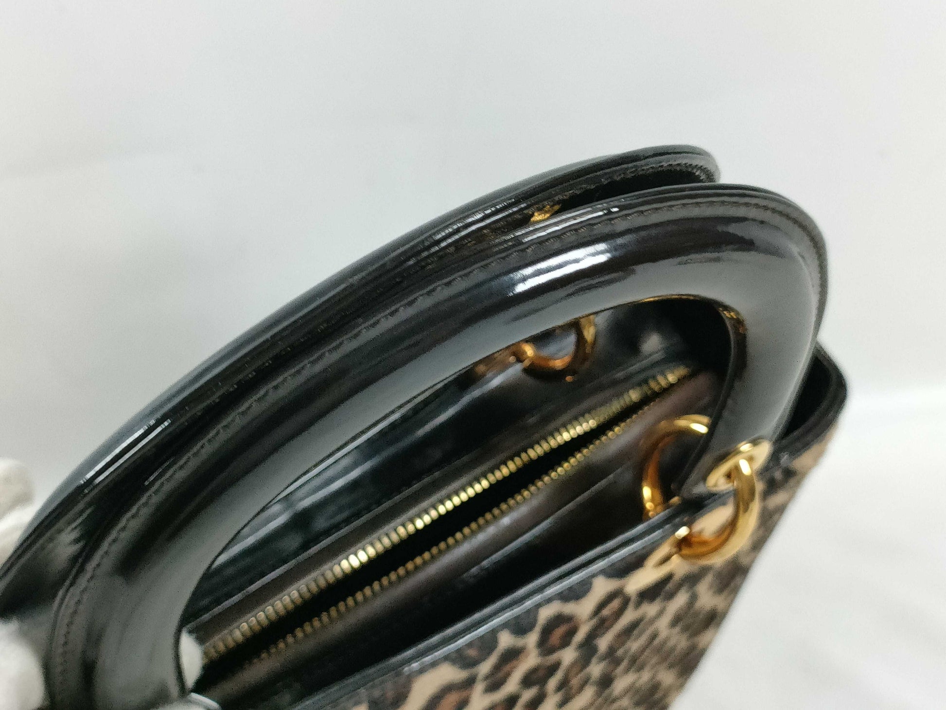 Dior Lady Dior Leopard Print Leather 2-Way Handbag