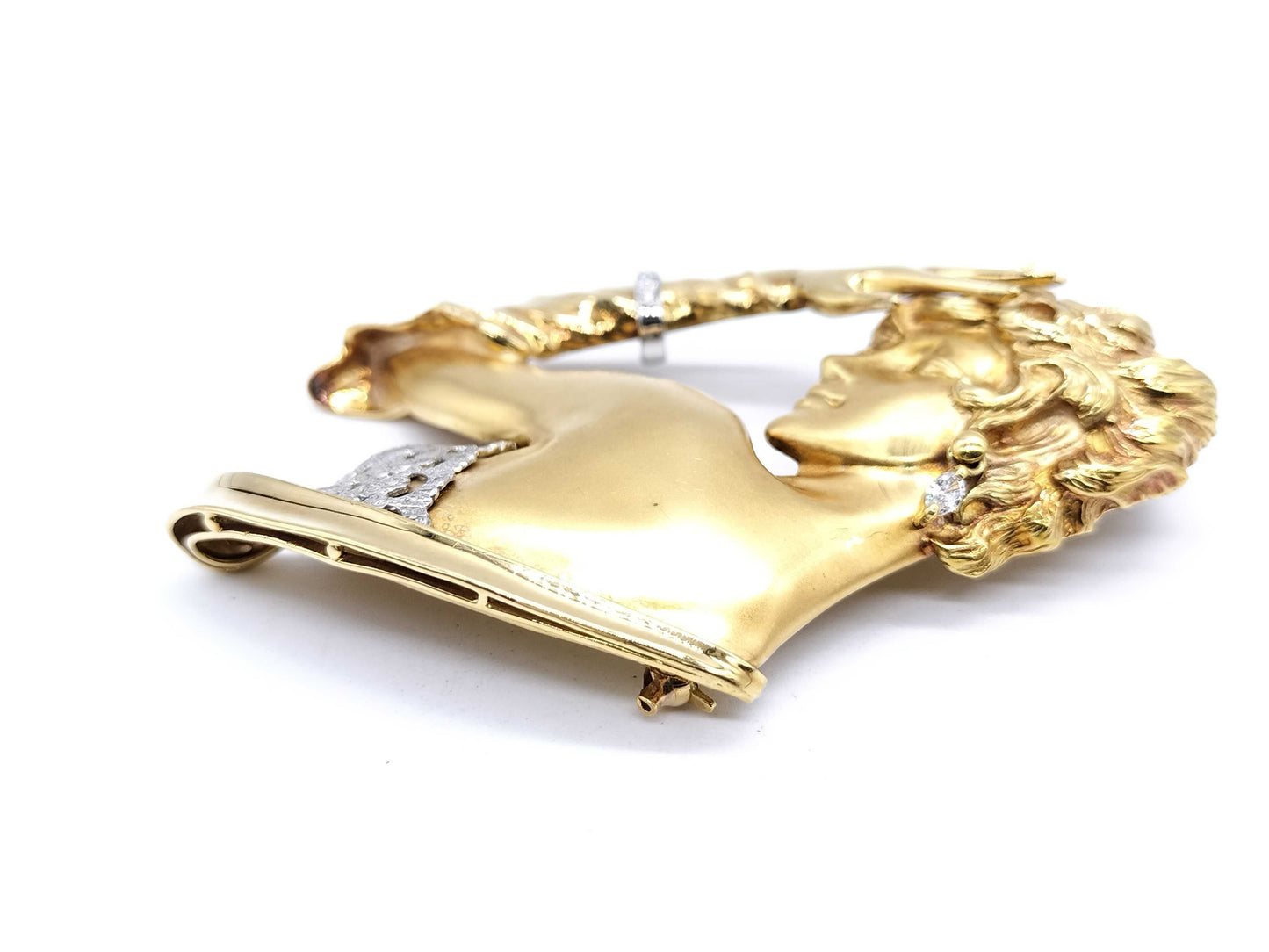 D0.08ct K18/Pt900 23.4g Brooch