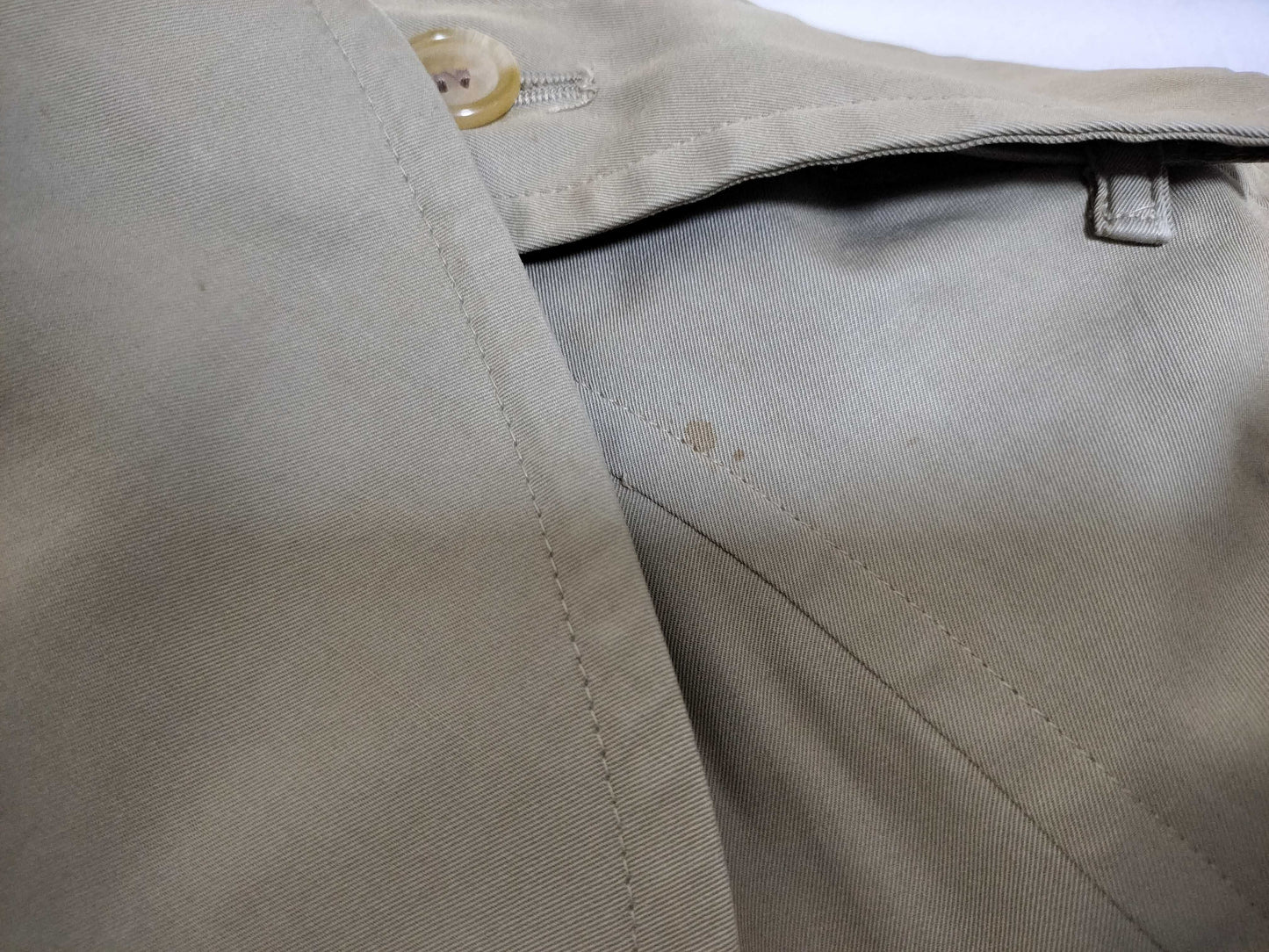 BURBERRY trench coat, stains and signs of wear.