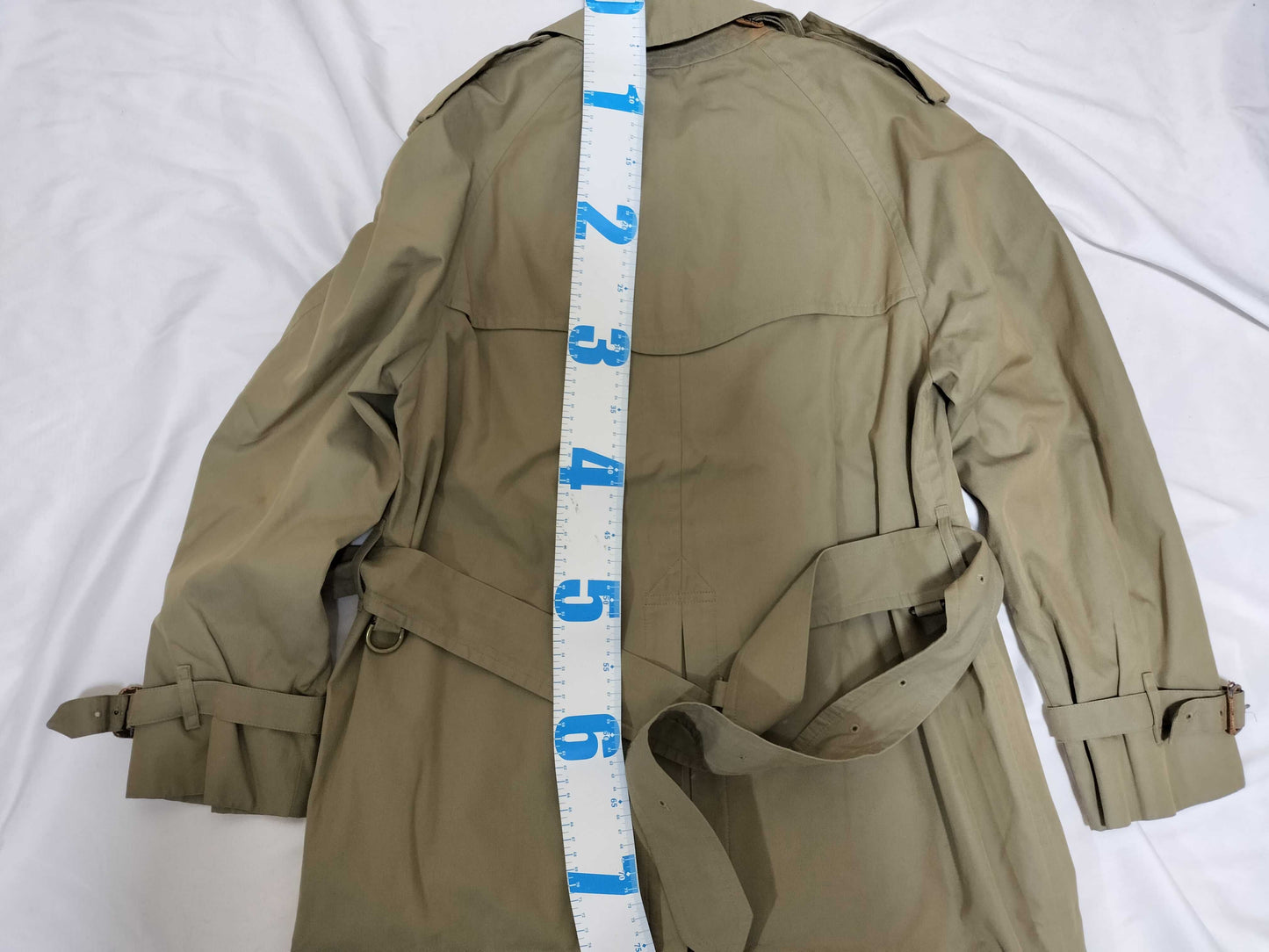 BURBERRY trench coat, stains and signs of wear.