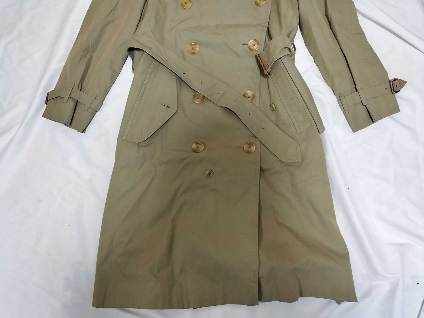 BURBERRY trench coat, stains and signs of wear.