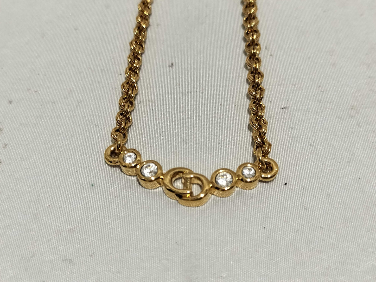 Dior Dior Necklace CD Gold Rhinestone Necklace