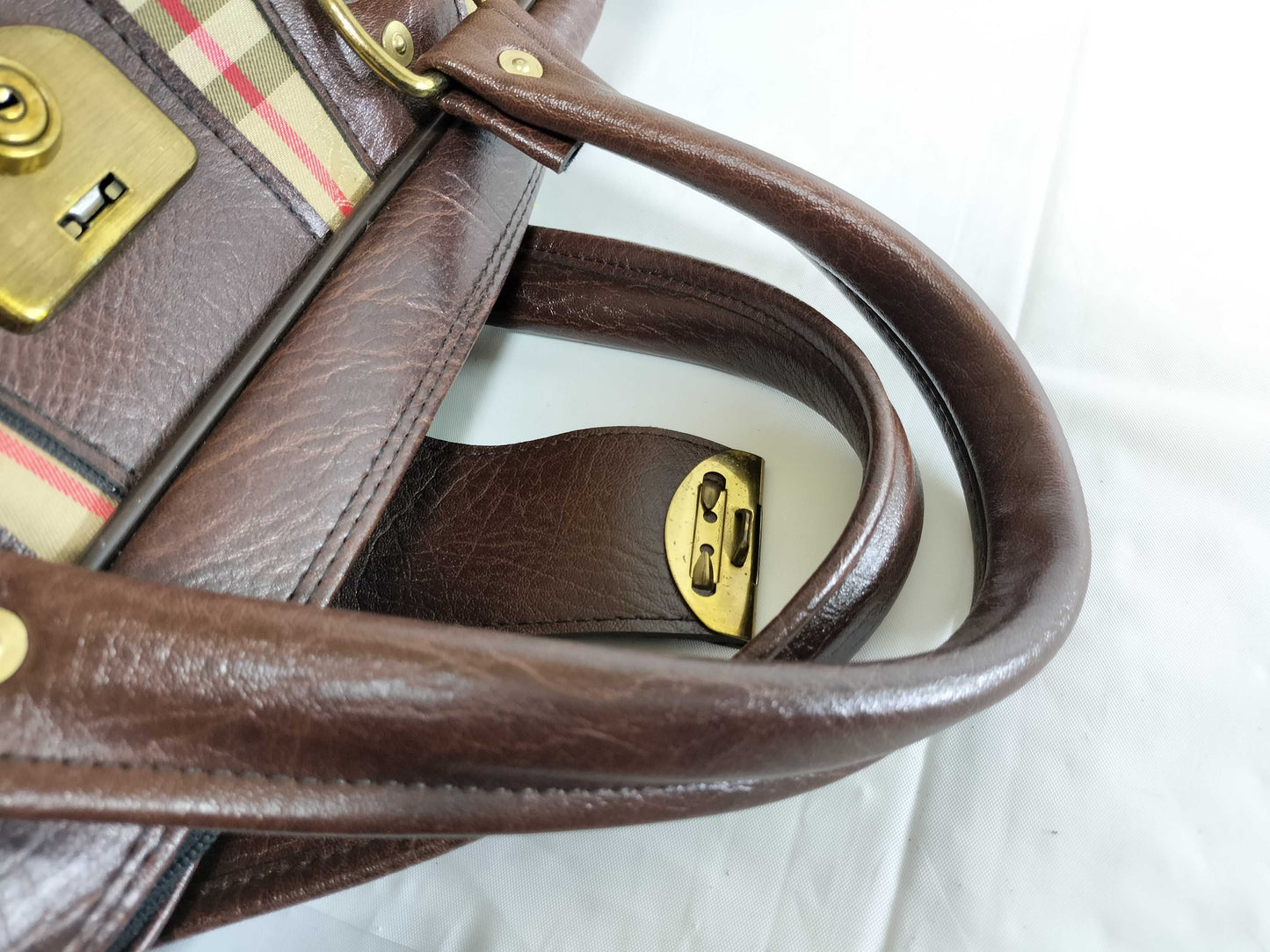 (10460_0181) BURBERRY Check Boston Bag Boston Bag