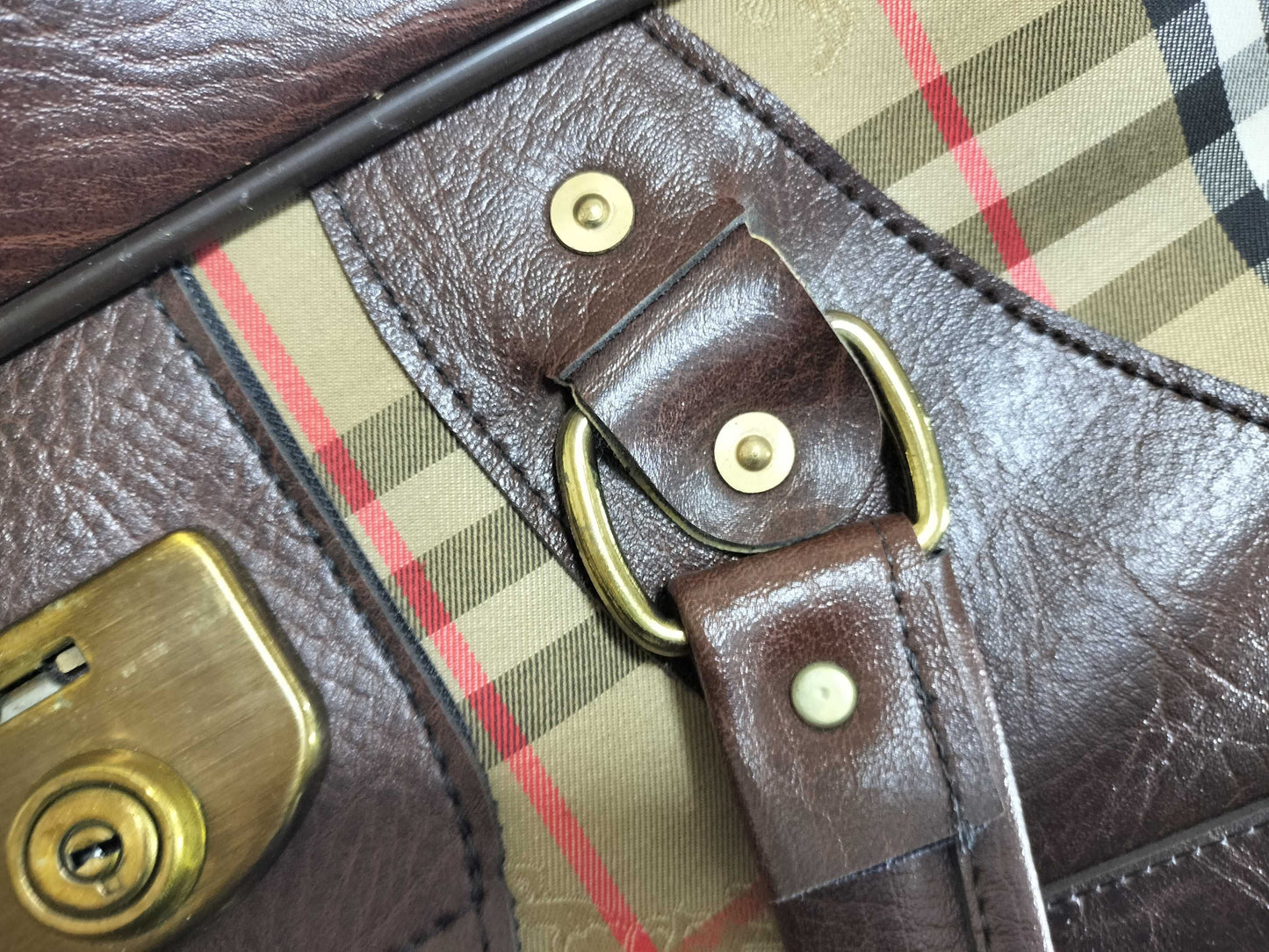 (10460_0181) BURBERRY Check Boston Bag Boston Bag