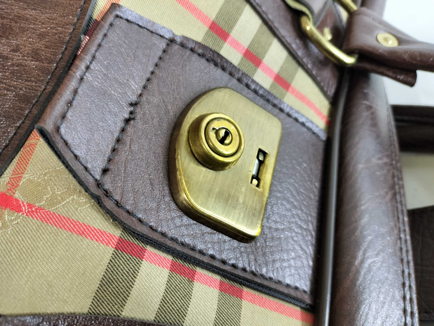 (10460_0181) BURBERRY Check Boston Bag Boston Bag