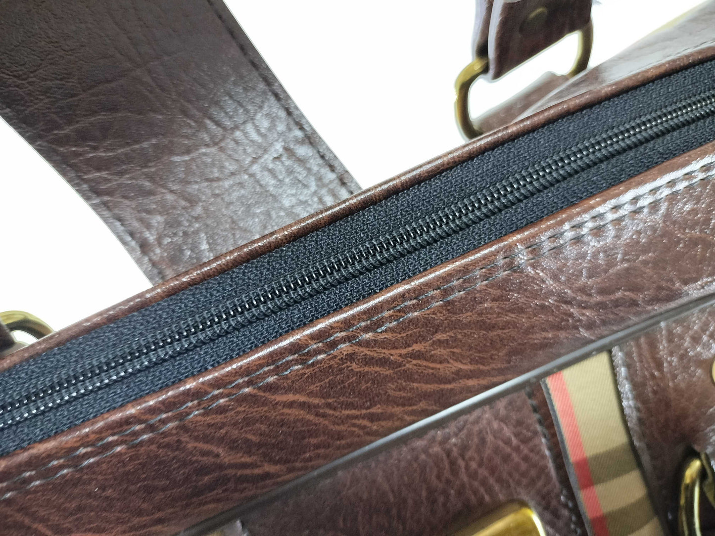 (10460_0181) BURBERRY Check Boston Bag Boston Bag