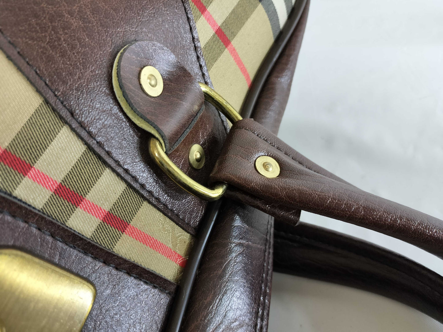 (10460_0181) BURBERRY Check Boston Bag Boston Bag