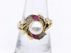 Pearl, diameter approximately 6.8mm, Ruby, D0.15ct, K14, 4.3g Ring