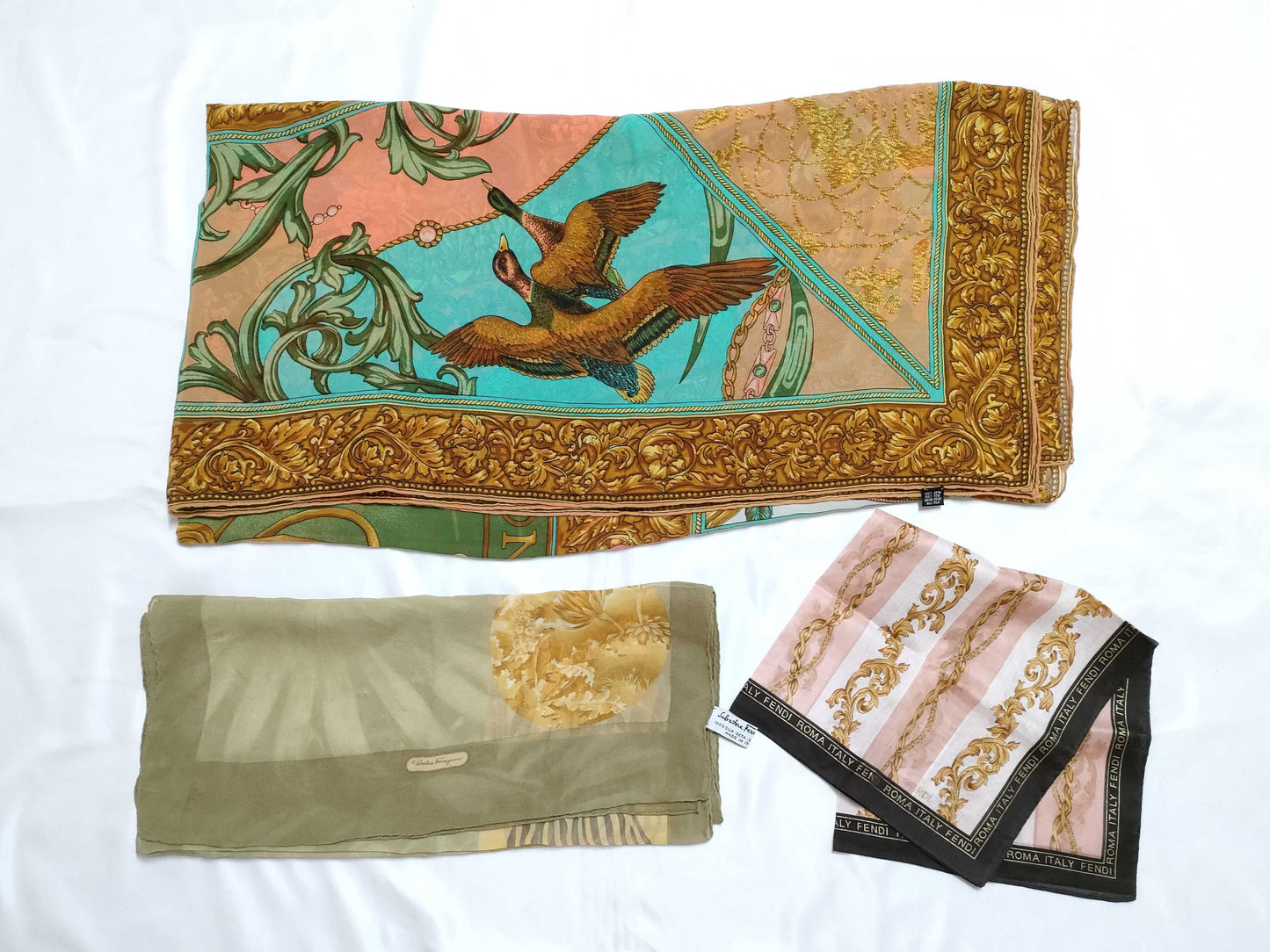 FENDI/Ferragamo etc. 3 scarves