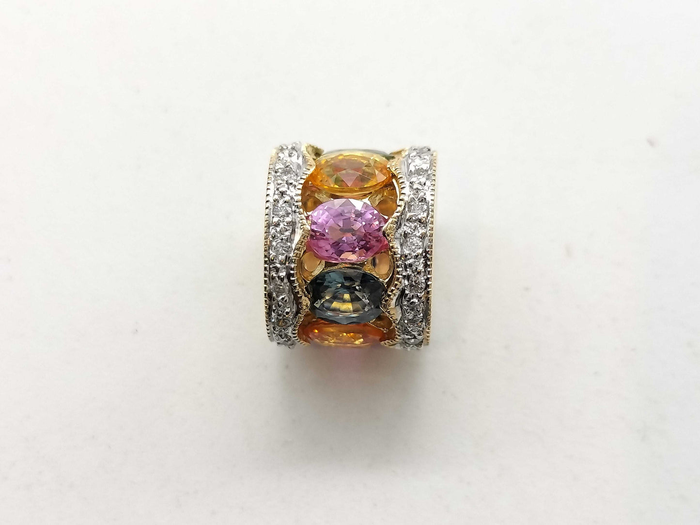 Colored Stone Multi Diamond K18 2.4g Pendant Top