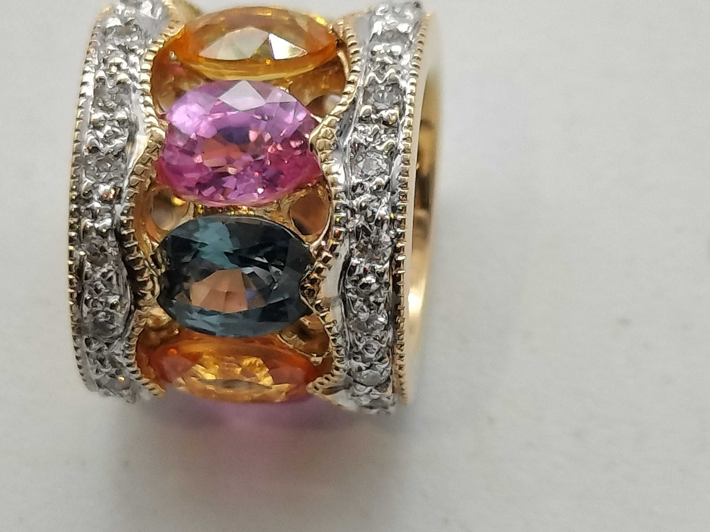 Colored Stone Multi Diamond K18 2.4g Pendant Top